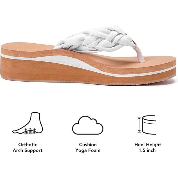 Elegant White Braided Platform Sandals - Picture 2 of 6